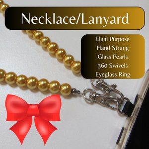 Hand-strung Gold Glass Pearl Necklace / Lanyard / Glasses Holder